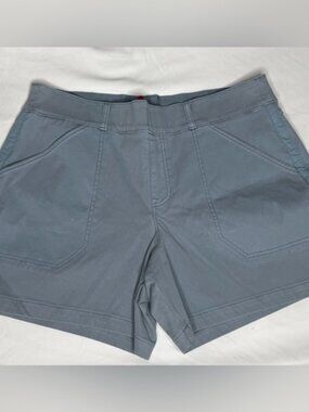 Spanx 6” Twill Shorts Womens Sz 2XL Gray Stretch Pockets Flat front Plus